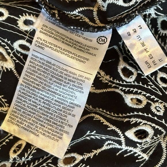 Your Sixth Sense Black Blouse White Floral Embroidery Cut Out Details Eur 40 - Picture 6 of 9